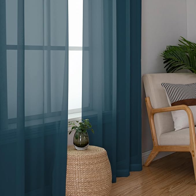 Sheer Curtains 96 inches Long for Bedroom Living Room 2 Panels Set, Farmhouse - Image 4