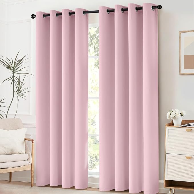 Yakamok Room Darkening Curtains 52x96 inch Long Pink-Living Room | 2 panels - Image 2
