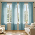 MIULEE Dusty Blue Sheer Curtains 72 Inches Long 4 Panels 42 x 72 Inches | Light by MIULEE