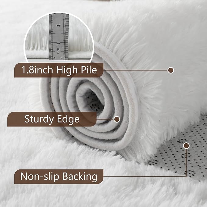 5x7 White Fluffy Soft Area Rug Non-Slip - Image 6