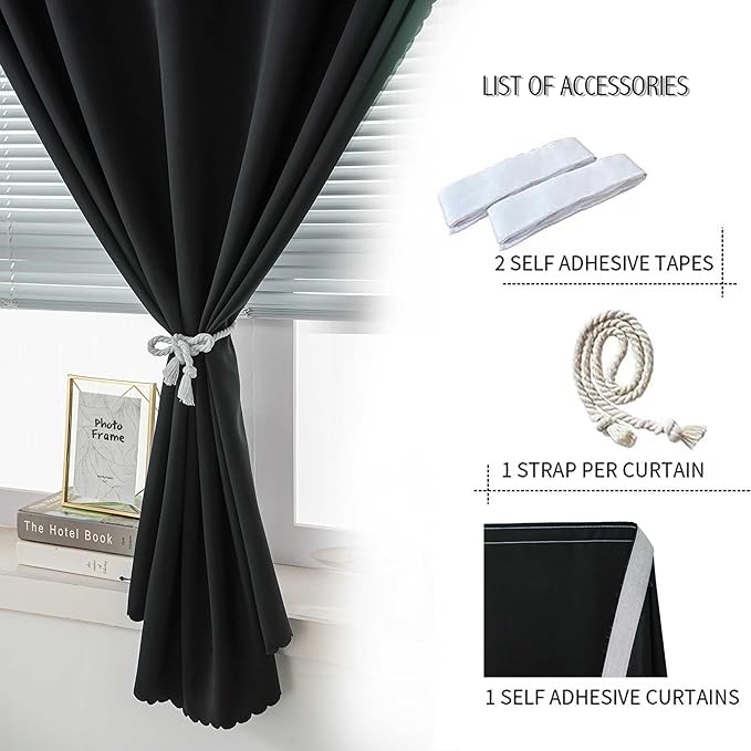 Portable Light Blocking Curtains Self Stick Design Removable Adhesive Window - Image 2