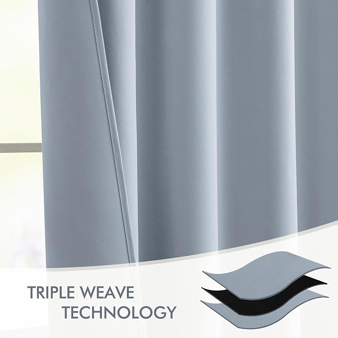 MIULEE Light Blue Back Tab Blackout Curtains 52x120 Inch Long 2 Panels Set | - Image 7