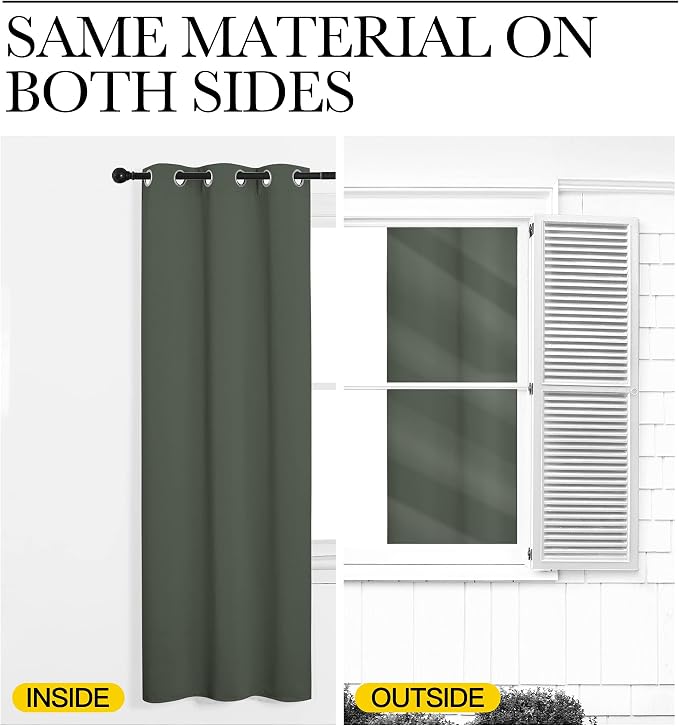 NICETOWN Dark Mallard Blackout Draperies Curtains, 55 inches Wide by 120 inches - Image 6