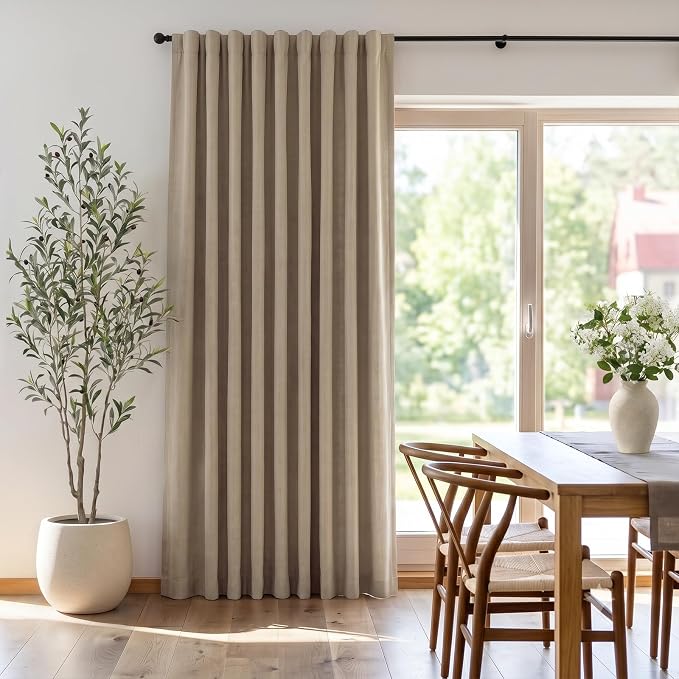 INOVADAY Extra Wide 100% Blackout Linen Curtains 102x84 Burlywood Birch | Linen - Image 6
