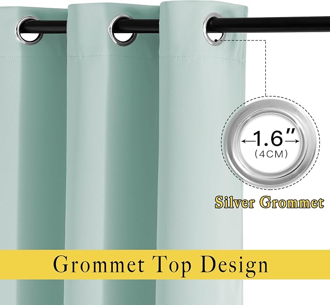 NICETOWN Aqua Blue Curtains 84 inch Length 2 Panels, Grommet Thermal Insulated - Image 2