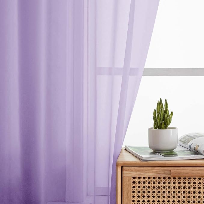 Lavender Sheer Curtains 84 Inches Long 2 Panels, Soft Airy Light Filtering - Image 6