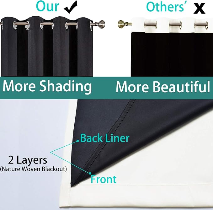 Yakamok Cream 100% Blackout Patio Door Curtain Panels W100 x L96, 1 Panel | - Image 5