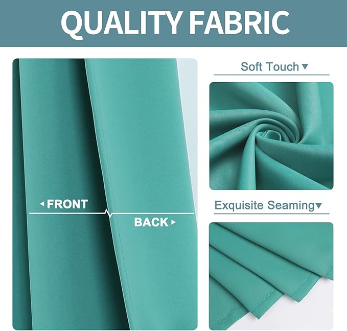 ChrisDowa Blackout Curtains for Bedroom and Living Room 45 Inches Long | 2 - Image 3