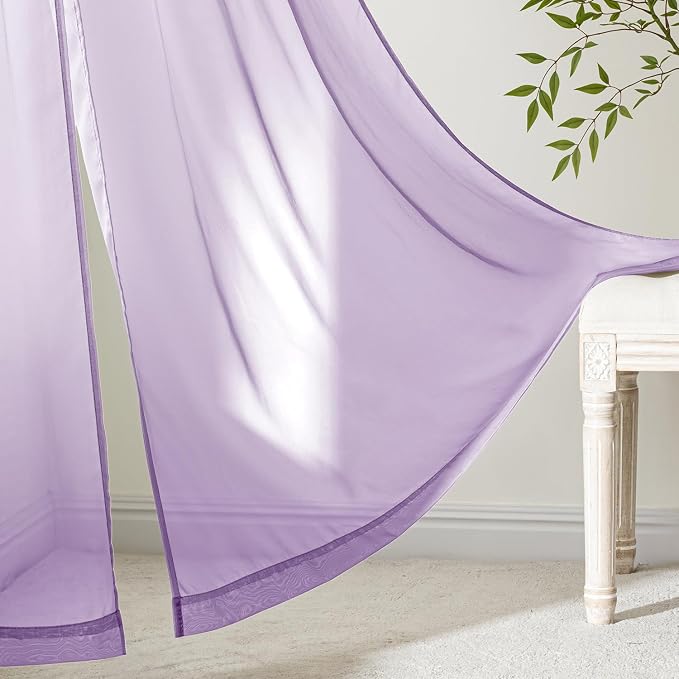 MIULEE Light Purple Sheer Curtains 90 Inches Long 4 Panels 42 x 90 Inches | - Image 6