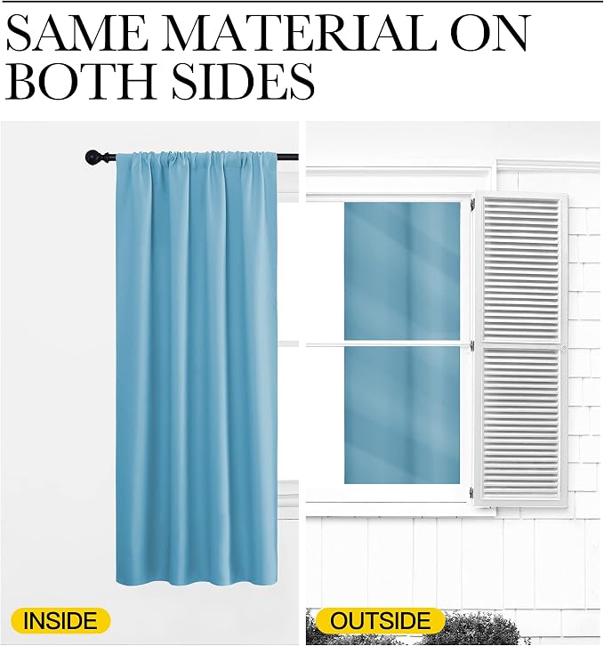 NICETOWN 2 Panels Blackout Curtains, Rod Pocket Thermal Insulated Drapes 84 - Image 4