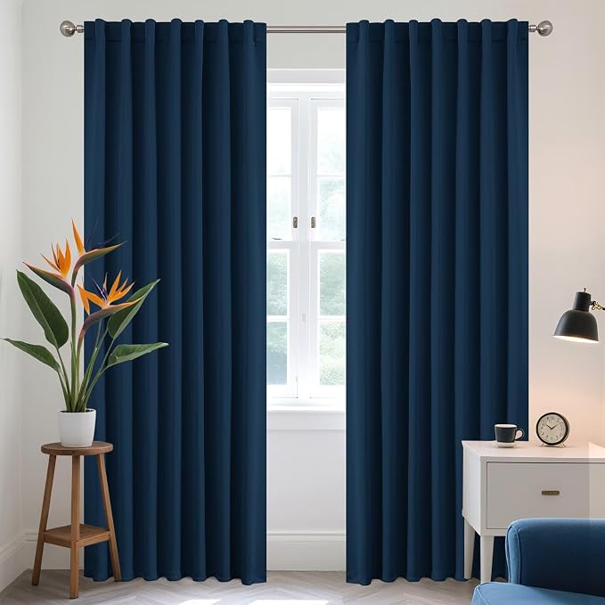 Joydeco Blackout Curtains 108 Inches Long, Thermal Insulated Black Out Curtains by JOYDECO