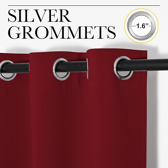 NICETOWN Christmas Burgundy Bedroom Curtains Blackout Draperies, Christmas - Image 3