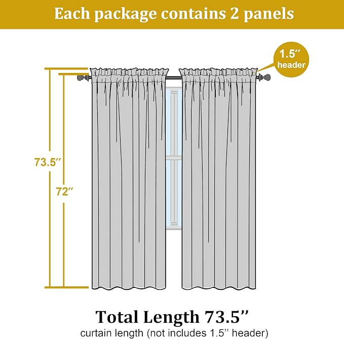 Aqua Sheer Curtains for Bedroom Living Room 72 Inches Long 2 Panels Set - Image 2