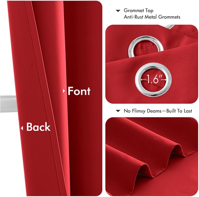 MIULEE Blackout Curtains for Bedroom 2 Panels 40x84 Inch Long Christmas Red | - Image 4