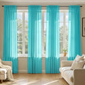 MIULEE Turquoise Sheer Curtains 90 Inches Long 4 Panels 42 x 90 Inches | Light by MIULEE