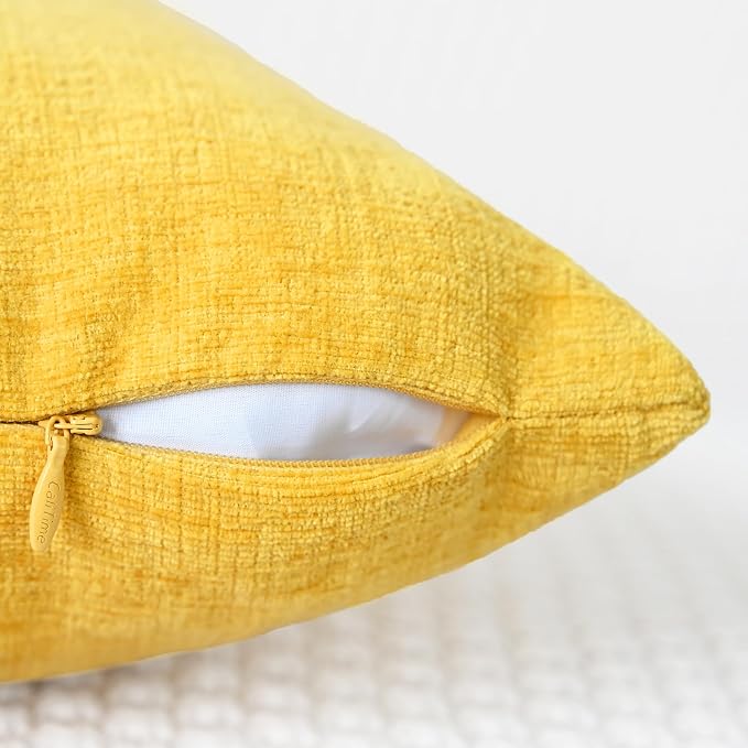 CaliTime Decorative Throw Pillow Covers 16 X 16 Inches Mustard Yellow | Pack of - Image 3
