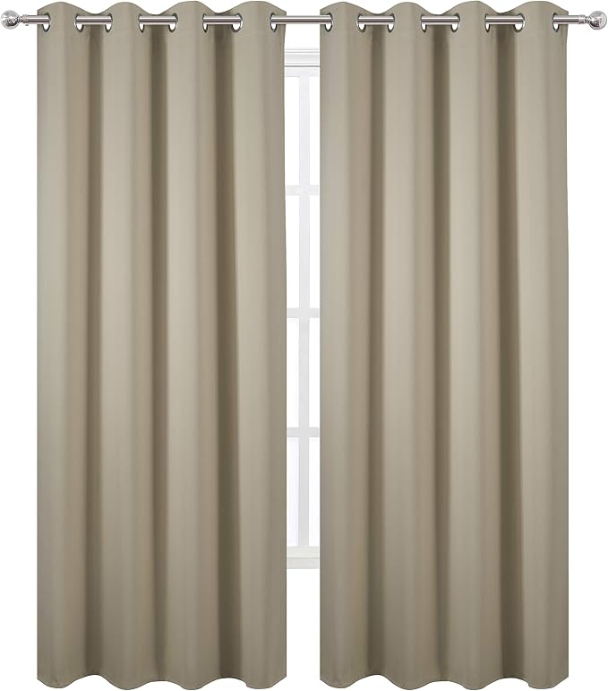 Beige Blackout Curtains/52 x 108 Inch/Set of 2 Panels Room Darkening Curtains - Image 2