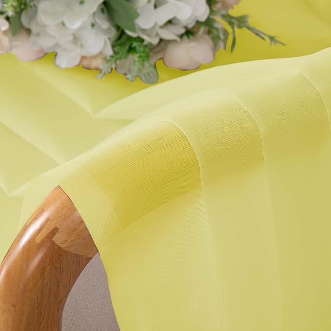 Lemon Sheer Curtains for Bedroom Living Room 96 Inches Long 2 Panels Set - Image 6