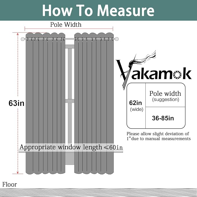 Yakamok Room Darkening Curtains 62x63 inch Length Dove Grey-Living Room | 2 - Image 7