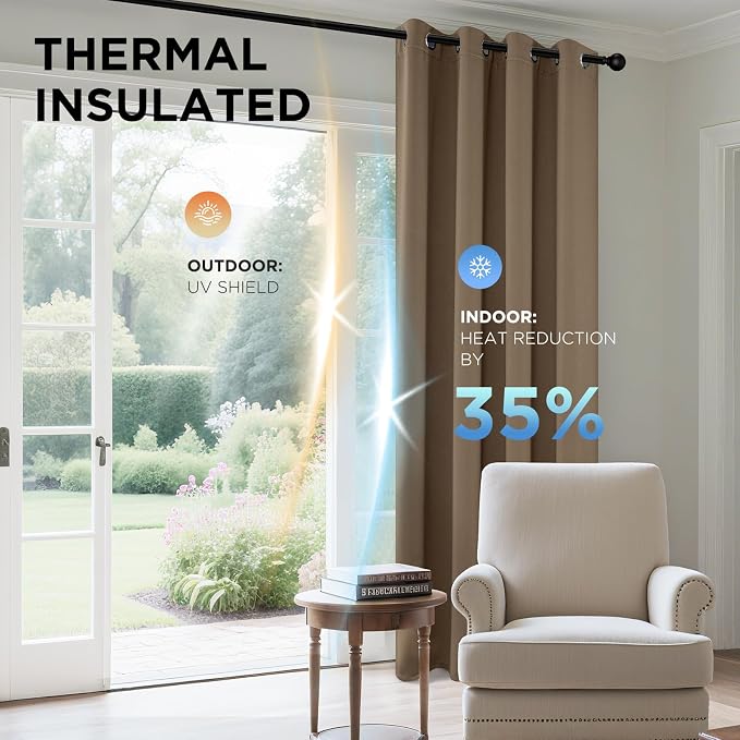 Joydeco Blackout Curtains 95 Inch Length 2 Panels Set, Thermal Insulated Long - Image 4