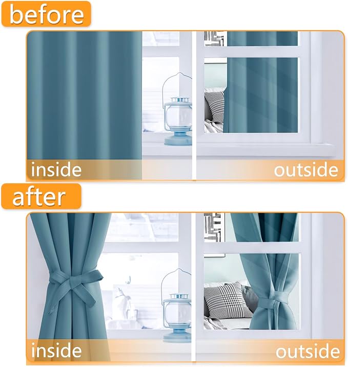 Blackout Curtains for Bedroom, 42 x 84 Inches, Stone Blue, 2 Panels | Thermal - Image 4