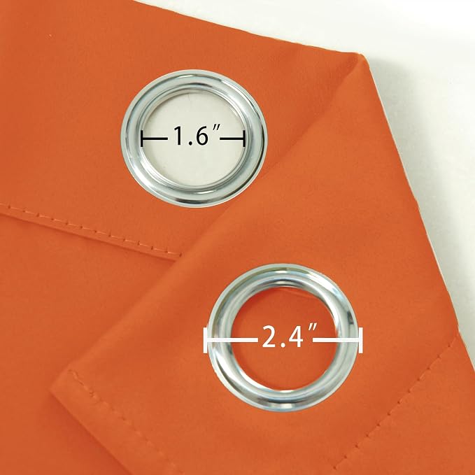 Orange Blackout Curtains 42 x 54 Inch Length Set of 2 Panels Grommet Bedroom - Image 5