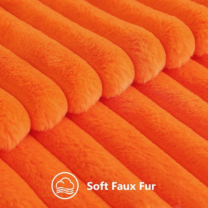 decorUhome Fall Faux Fur Throw Pillow Covers 26x26 Set of 2 Orange | Decorative - Image 2