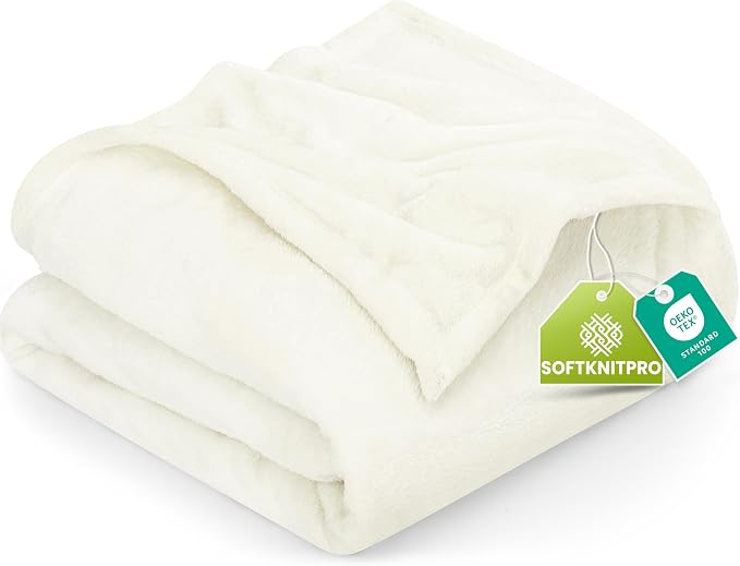 Utopia Bedding Ultra Soft Fleece Bed Blanket Twin Size Ivory | Microfiber Plush by UTOPIABEDDING
