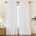 RYB HOME White Floor to Ceiling Curtains 120 inches Long, Linen Semi Sheer by RYBHOME