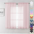 Blush Pink Sheer Curtains 63 Inch Length 2 Panels, Light Filtering Window Voile by Lecloud