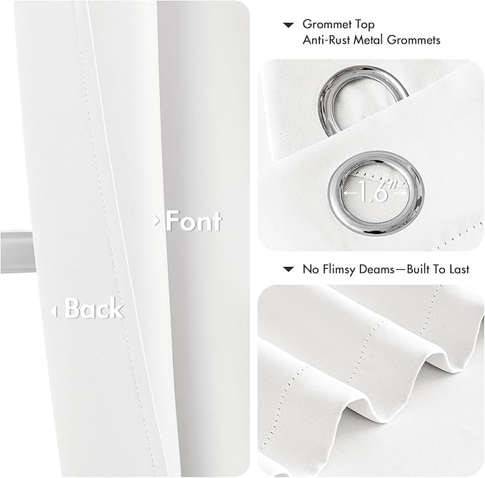 MIULEE Blackout Curtains for Bedroom 2 Panels 34 x 54 Inch Long Pure White | - Image 4