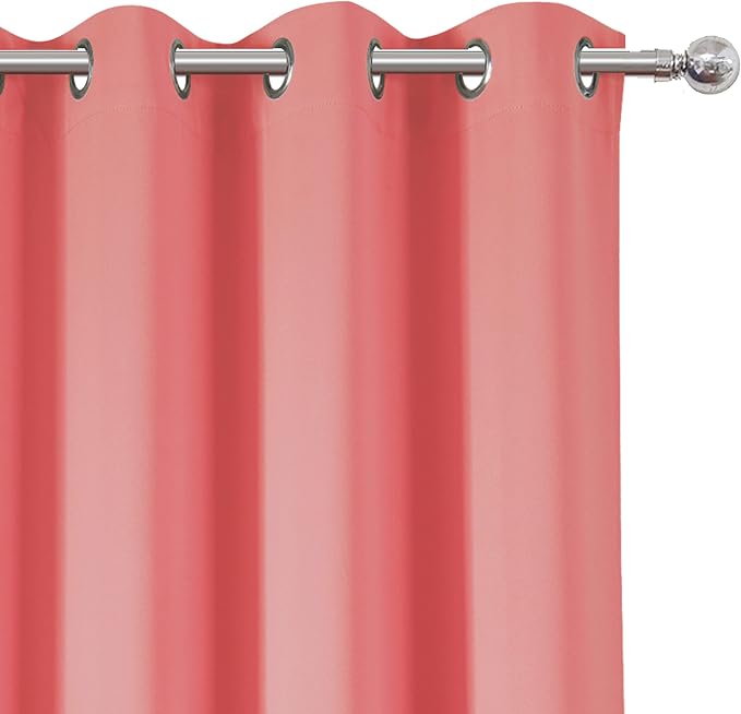 Coral Blackout Curtains 52 x 63 Inch Length/Set of 2 Curtain Panels/Thermal - Image 6