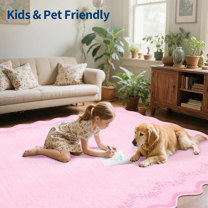 GarveeHome 3x5 Scalloped Washable Area Rug Non Slip Bedroom Entryway Rug | Soft - Image 6