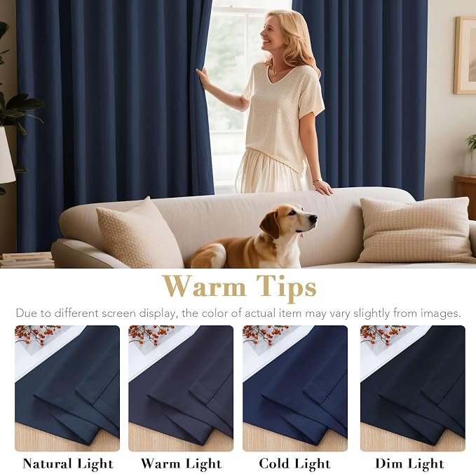 H.VERSAILTEX Premium Blackout Navy Curtains Thermal Insulated Home Fashion - Image 6