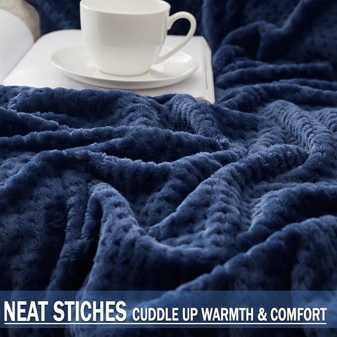 Exclusivo Mezcla Soft Waffle Fleece Bed Blanket Twin Size, Cozy Fluffy Design - Image 6