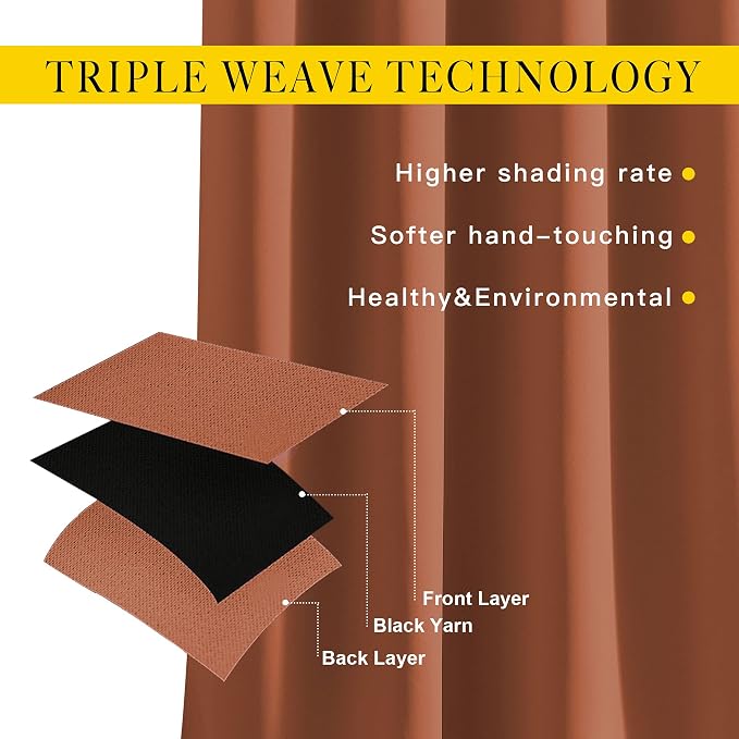NICETOWN Bedroom Blackout Curtains 90 inches Long 2 Panels Set - Image 3