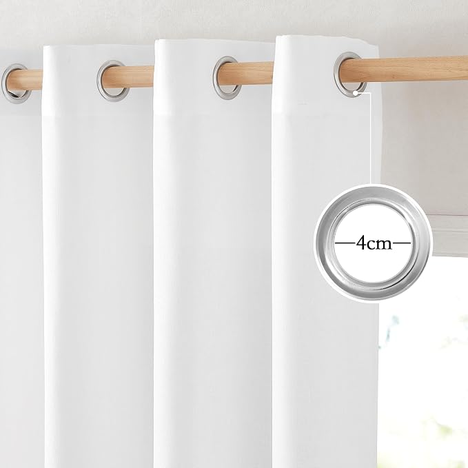 NICETOWN Linen White Curtains 84 inch Length 2 Panels Set, Grommet Thick Flax - Image 2