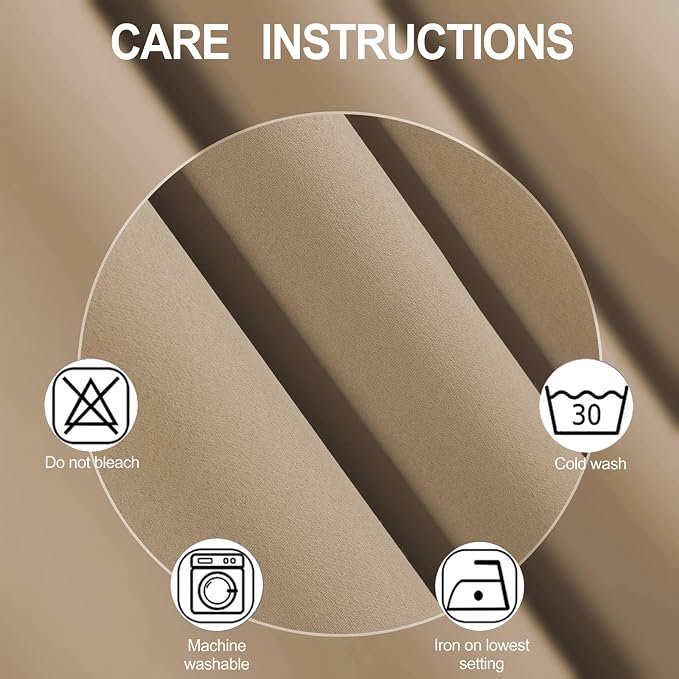 Natural Blackout Curtains 42 x 54 Inch Length Set of 2 Panels Grommet Bedroom - Image 4