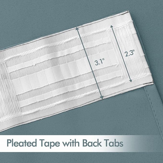 MIULEE Greyish Blue Back Tab Blackout Curtains 52x102 Inch Long 2 Panel Set | - Image 4