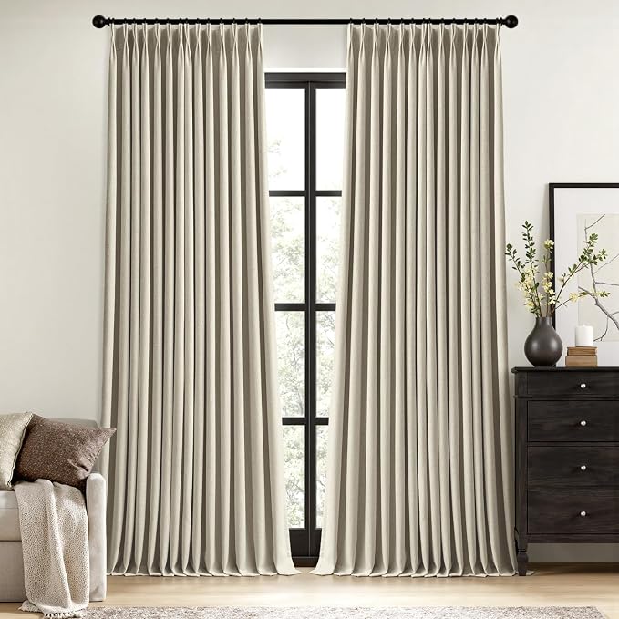 MIULEE Burlywood Birch Pinch Pleated 100% Blackout Curtains 40x108 Inches | by MIULEE
