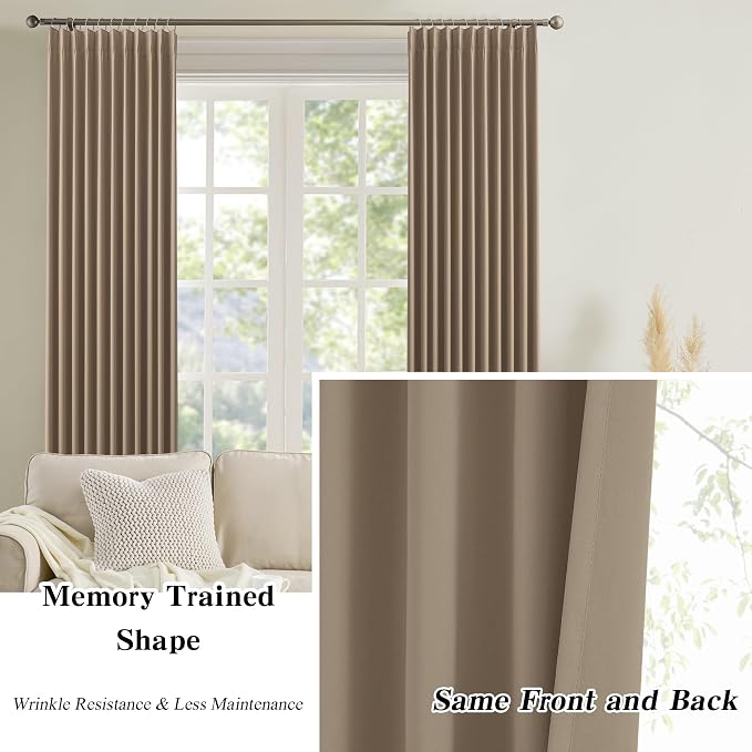 Cappuccino Blackout Curtains 144 Inches Long 12 feet Tall, Extra Long Pinch - Image 6