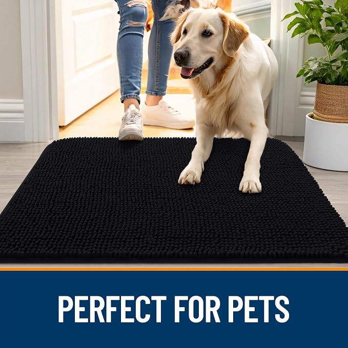 OLANLY Dog Door Mat for Muddy Paws 40x32, Super Absorbent Chenille Mud Mat | - Image 6