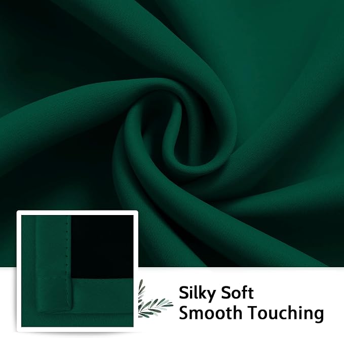 SimpleHome Dark Green 100% Blackout Curtains Room Darkening Living Room 84 | - Image 7