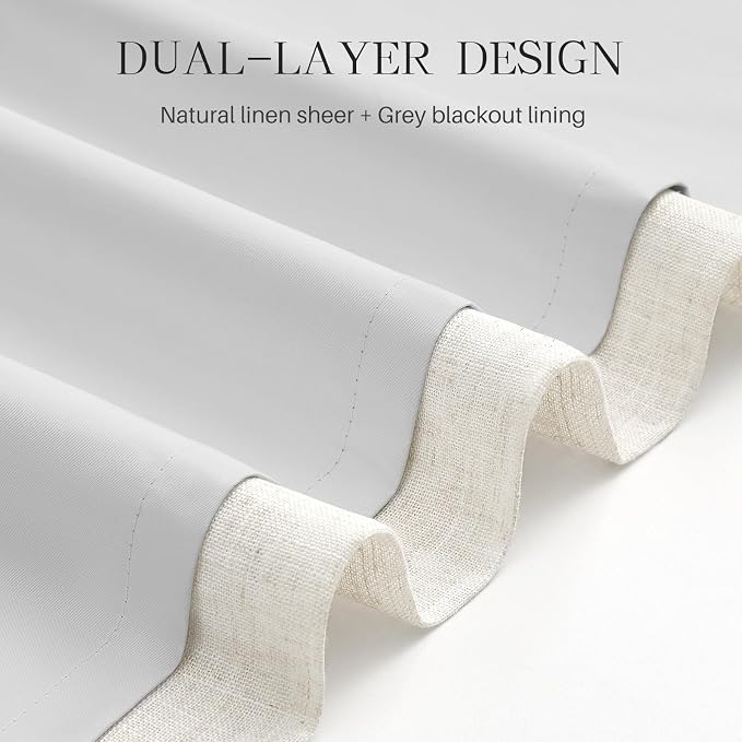 100% Blackout Pinch Pleated Linen Curtains 108 Inches Long - Image 6