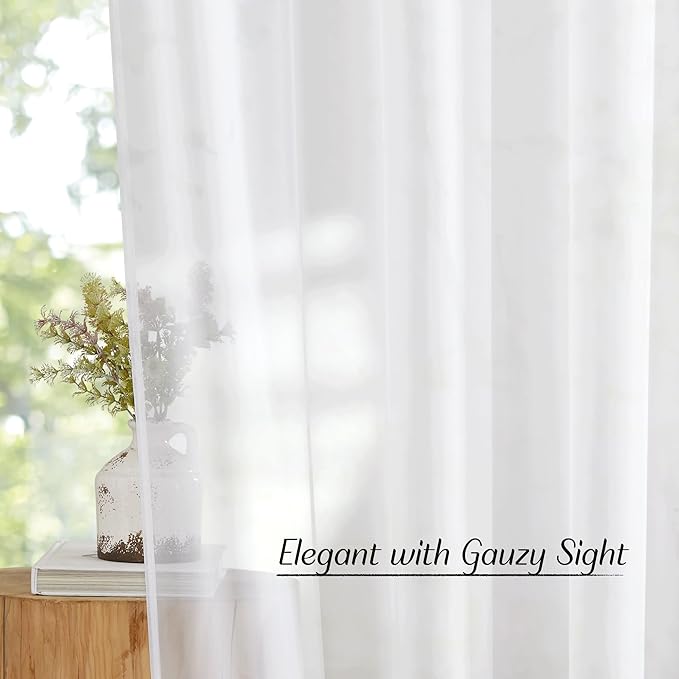 NICETOWN White Sheer Sliding Door Curtains 90 inches Long - Image 5