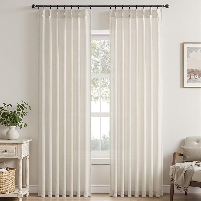 Topfinel Birch Pinch Pleated Linen Curtains 84 Inch Length 2 Panels - Image 9