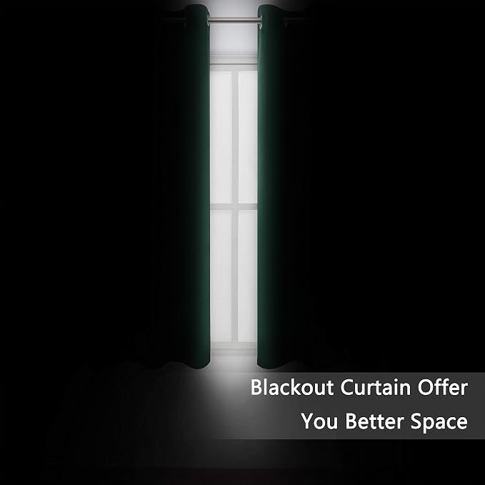 Dark Green Bedroom Blackout Curtains/38 x 63 Inch Long/Set of 2 Curtain - Image 3
