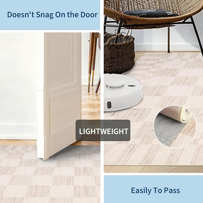 GarveeHome Beige Checkered Rug 5x7 Area Rugs Washable Checkerbroad 5x7 Rug | - Image 7