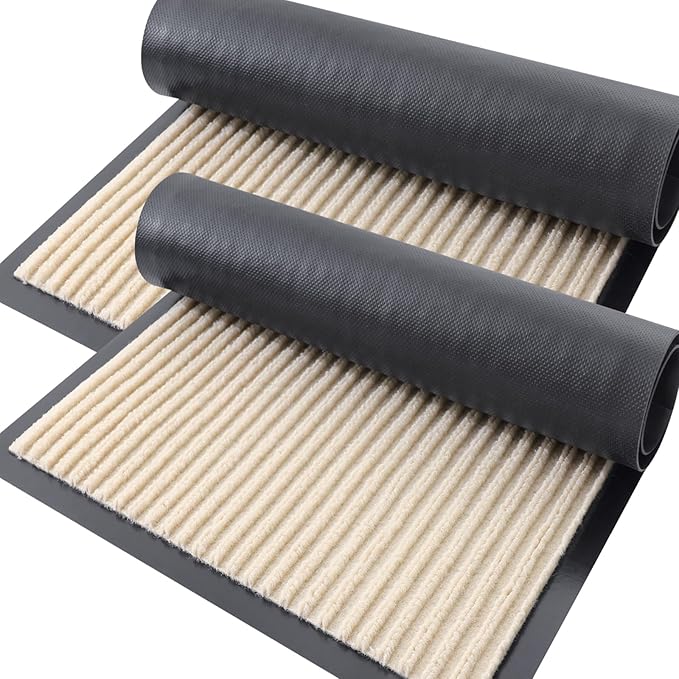 OLANLY 2-Pack Front Door Mats 33x21, Waterproof Heavy-Duty Doormats | Beige by OLANLY