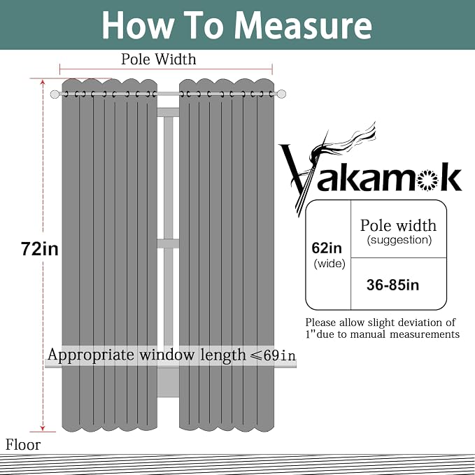 Yakamok Room Darkening Curtains 62x72 inch Length Stone Blue-Living Room | 2 - Image 7